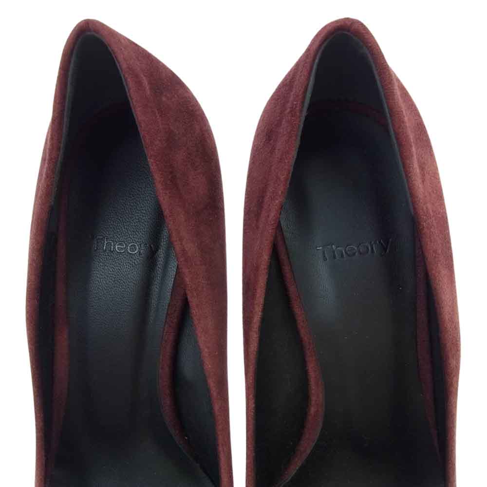 theory セオリー 01-8360302-290-365 スエード ポインテッドトゥ パンプス ピンヒール ワインレッド系 36 1/2【中古】