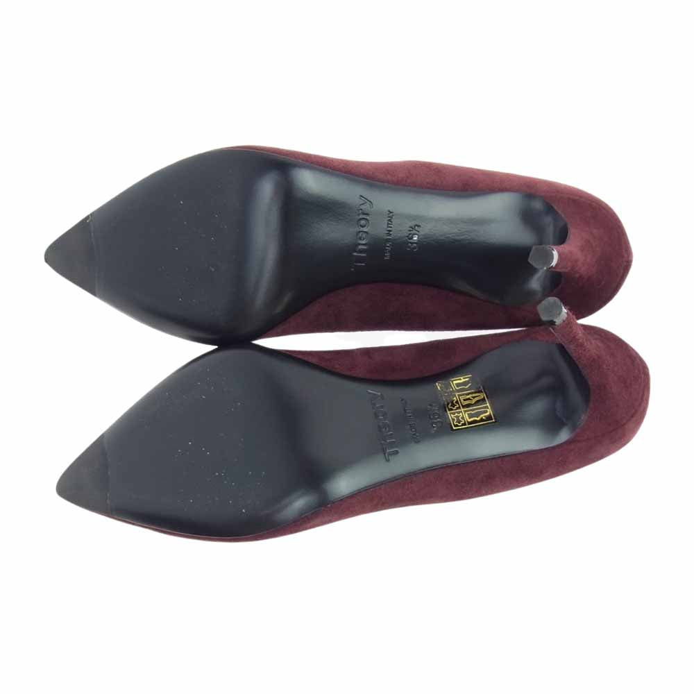 theory セオリー 01-8360302-290-365 スエード ポインテッドトゥ パンプス ピンヒール ワインレッド系 36 1/2【中古】