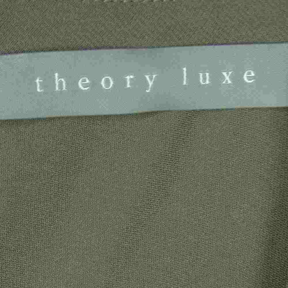 theory セオリー LUXE リュクス 19SS 03-9105550 HEAVY PEARL HEBY ノースリーブ リボン フレア ワンピース グレイッシュカーキ系 38【中古】