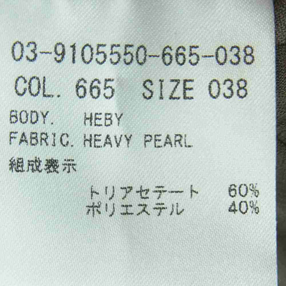 theory セオリー LUXE リュクス 19SS 03-9105550 HEAVY PEARL HEBY ノースリーブ リボン フレア ワンピース グレイッシュカーキ系 38【中古】