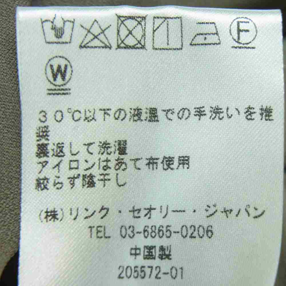 theory セオリー LUXE リュクス 19SS 03-9105550 HEAVY PEARL HEBY ノースリーブ リボン フレア ワンピース グレイッシュカーキ系 38【中古】