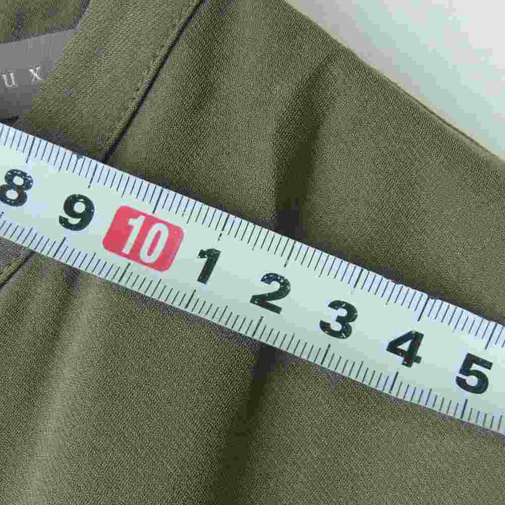 theory セオリー LUXE リュクス 19SS 03-9105550 HEAVY PEARL HEBY ノースリーブ リボン フレア ワンピース グレイッシュカーキ系 38【中古】