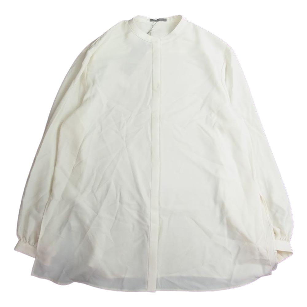 theory セオリー LUXE リュクス タグ付き 03-0308255 比翼 ノーカラー 長袖 ブラウス シャツ ホワイト系 38【美品】【中古】
