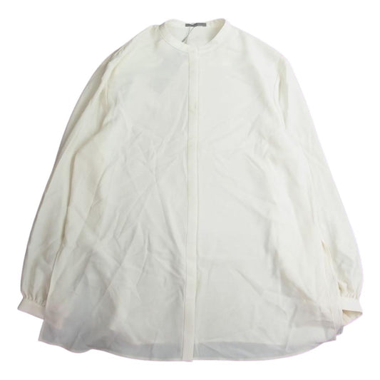 theory セオリー LUXE リュクス タグ付き 03-0308255 比翼 ノーカラー 長袖 ブラウス シャツ ホワイト系 38【美品】【中古】