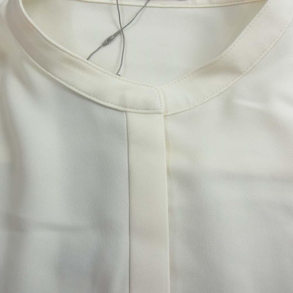 theory セオリー LUXE リュクス タグ付き 03-0308255 比翼 ノーカラー 長袖 ブラウス シャツ ホワイト系 38【美品】【中古】