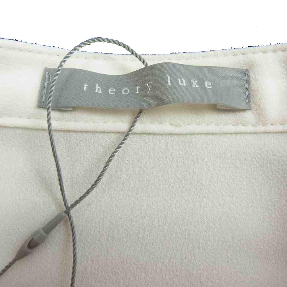 theory セオリー LUXE リュクス タグ付き 03-0308255 比翼 ノーカラー 長袖 ブラウス シャツ ホワイト系 38【美品】【中古】