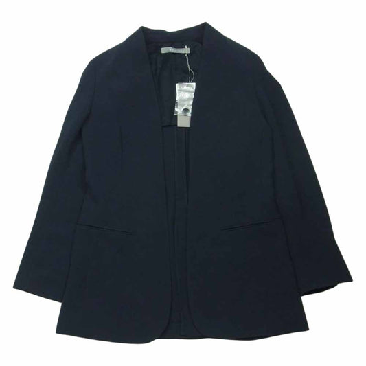 theory セオリー LUXE リュクス 03-9204120 DOUBLE WEFT ダブル ノーカラー ジャケット 日本製 ダークネイビー系 36【中古】