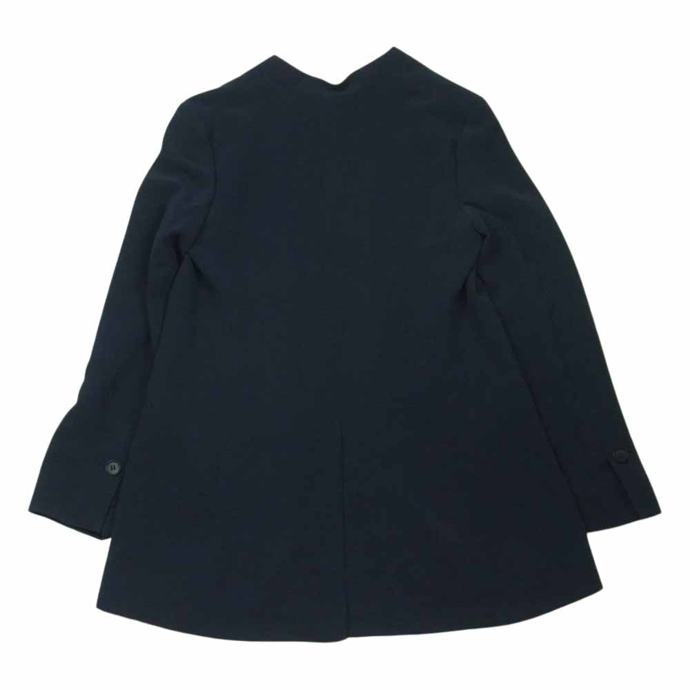 theory セオリー LUXE リュクス 03-9204120 DOUBLE WEFT ダブル ノーカラー ジャケット 日本製 ダークネイビー系 36【中古】