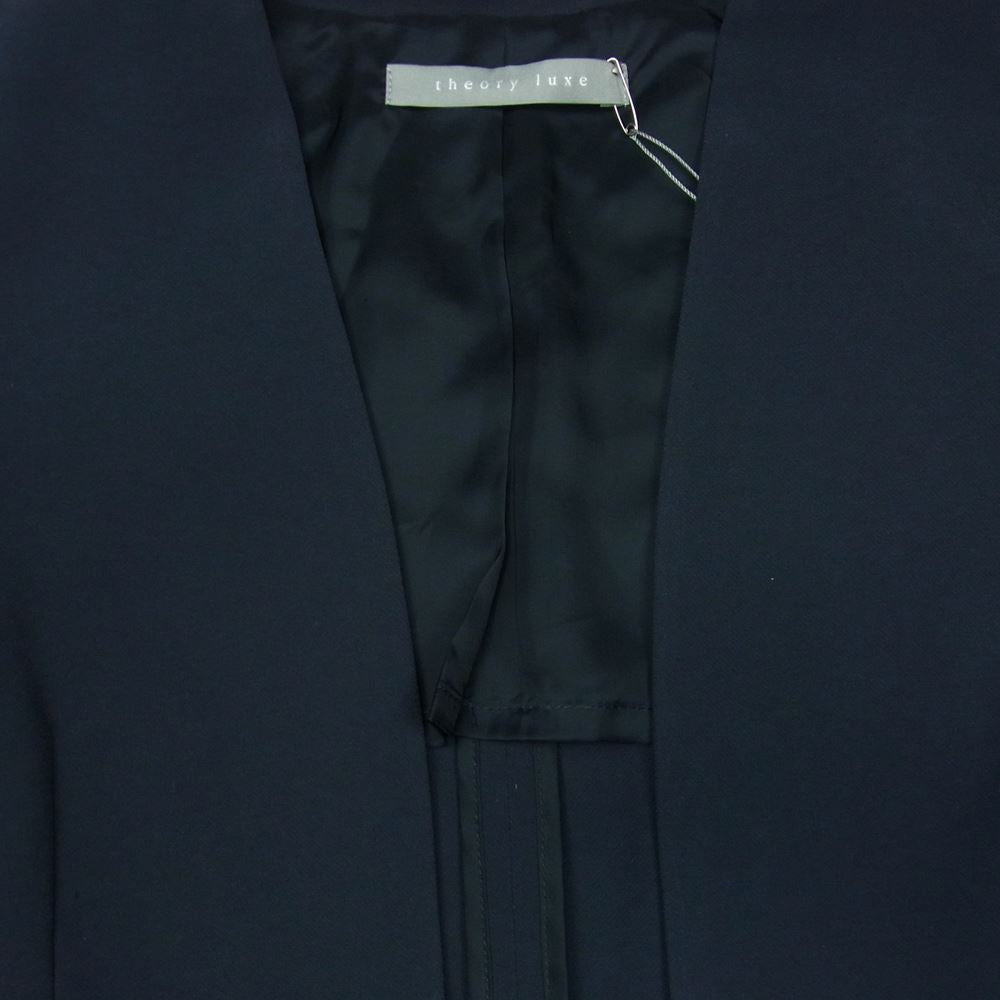 theory セオリー LUXE リュクス 03-9204120 DOUBLE WEFT ダブル ノーカラー ジャケット 日本製 ダークネイビー系 36【中古】