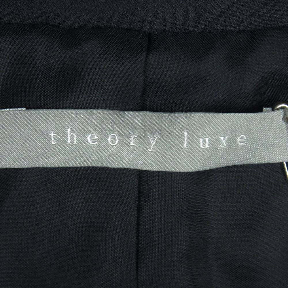 theory セオリー LUXE リュクス 03-9204120 DOUBLE WEFT ダブル ノーカラー ジャケット 日本製 ダークネイビー系 36【中古】