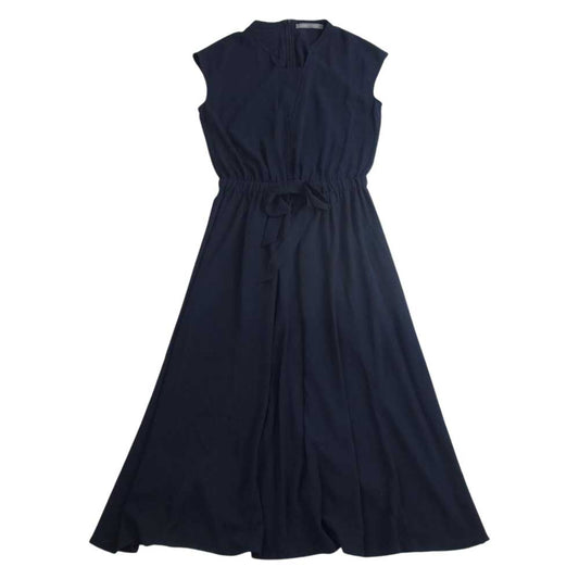 theory セオリー LUXE リュクス 03-9105550 ウォッシャブル ロング ベルテッド ワンピース ネイビー系 40【中古】