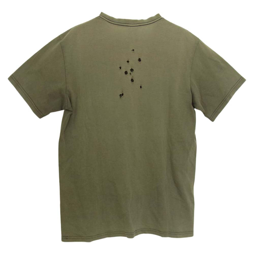 NUMBER(N)INE ナンバーナイン 01SS TIME期 タイム期 CIGARETTES アーカイブ ダメージ加工 ポケット Tシャツ ブラウン カーキ系 4【中古】