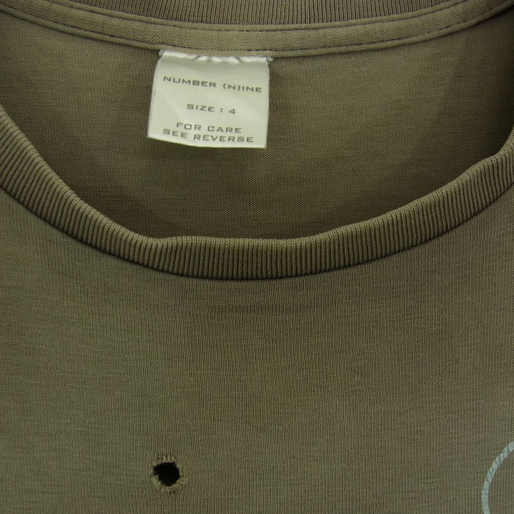 NUMBER(N)INE ナンバーナイン 01SS TIME期 タイム期 CIGARETTES アーカイブ ダメージ加工 ポケット Tシャツ ブラウン カーキ系 4【中古】