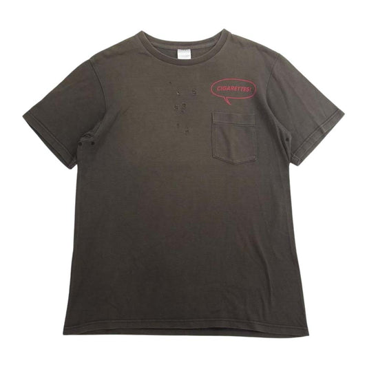NUMBER(N)INE ナンバーナイン 01SS TIME期 タイム期 アーカイブ CIGARETTES ダメージ加工 ポケット Tシャツ ダークブラウン ブラウン系 3【中古】
