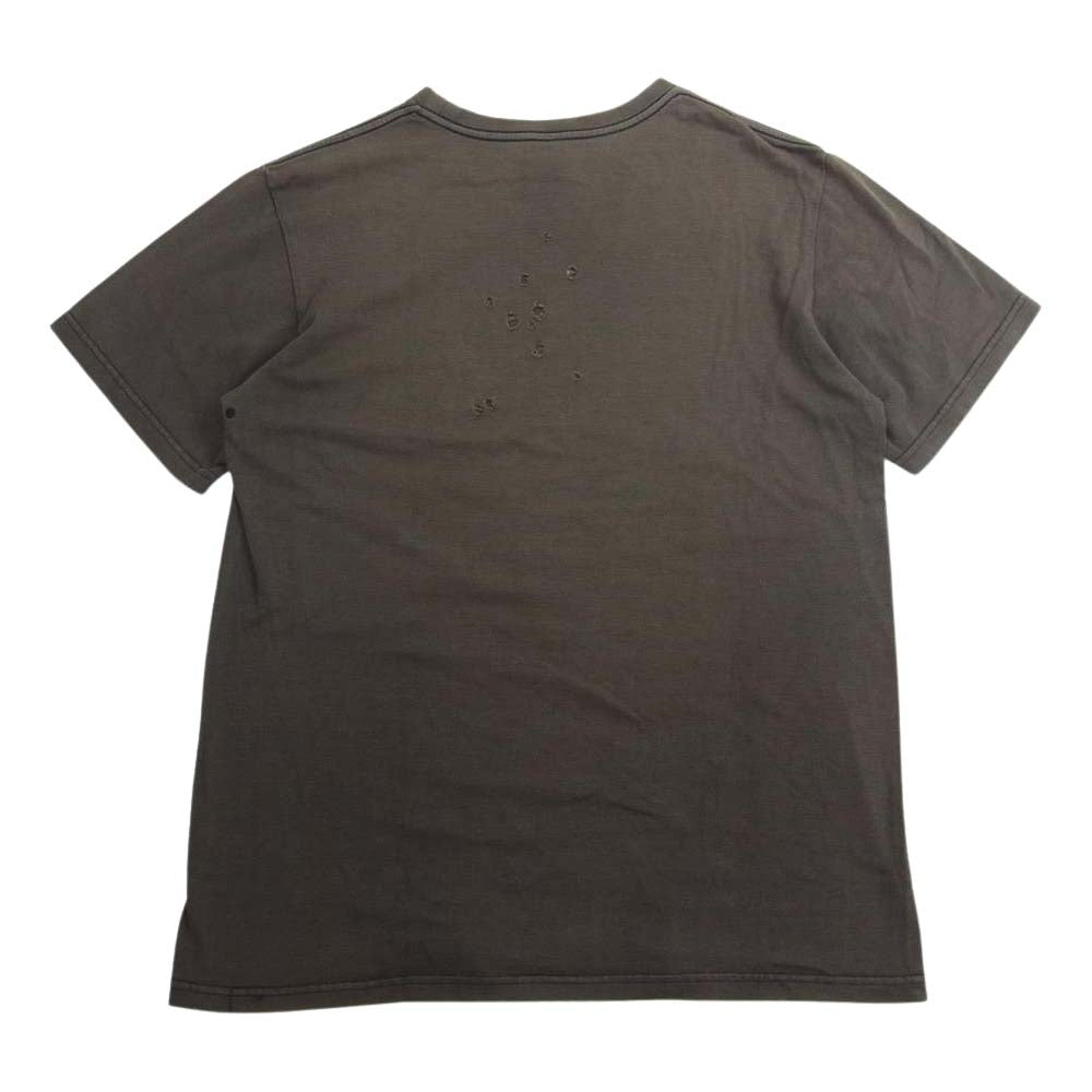 NUMBER(N)INE ナンバーナイン 01SS TIME期 タイム期 アーカイブ CIGARETTES ダメージ加工 ポケット Tシャツ ダークブラウン ブラウン系 3【中古】