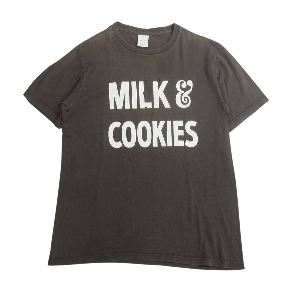 NUMBER(N)INE ナンバーナイン 01SS TIME期 タイム期 アーカイブ MILK&COOKIES ダメージ加工 Tシャツ ライトブラウン系 3【中古】