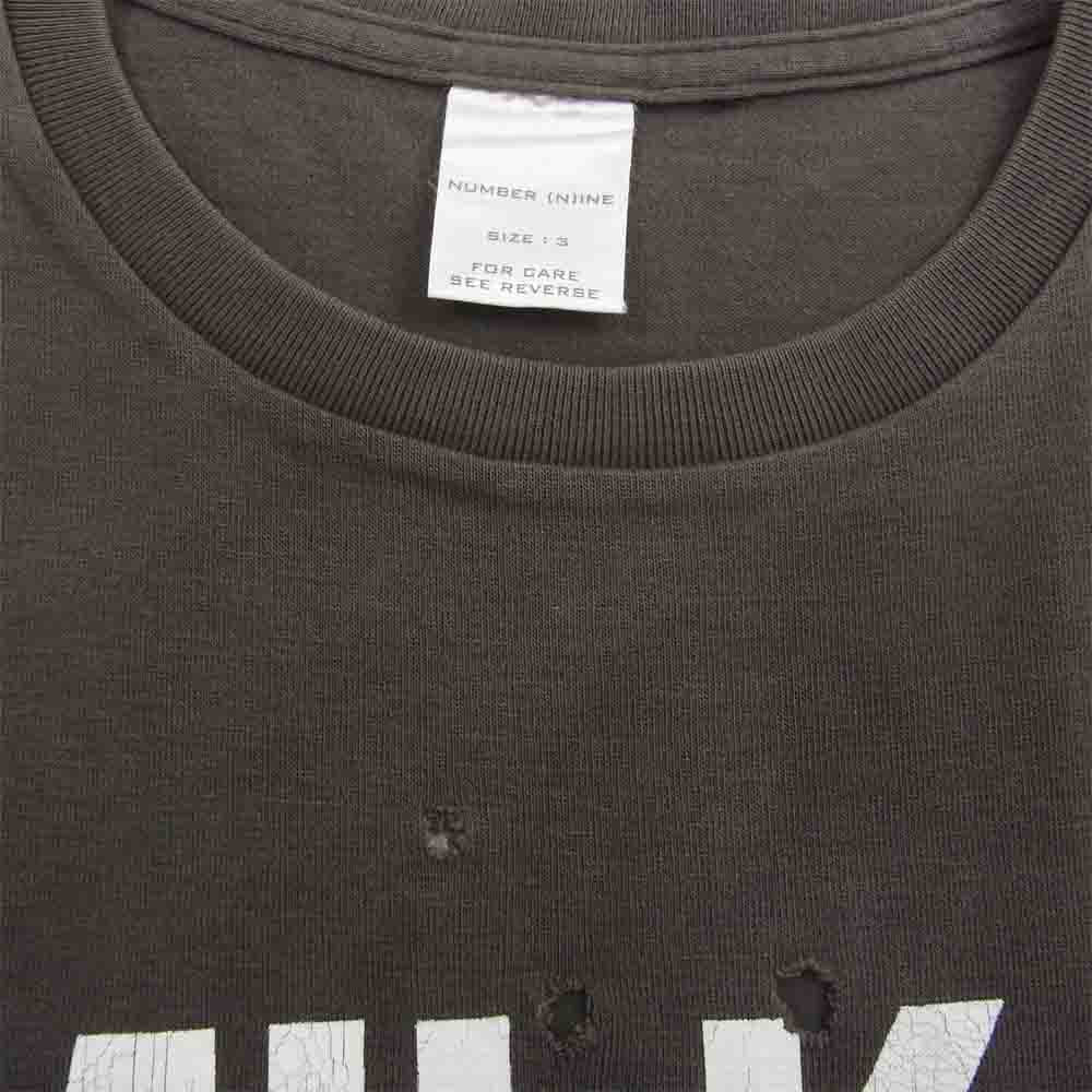 NUMBER(N)INE ナンバーナイン 01SS TIME期 タイム期 アーカイブ MILK&COOKIES ダメージ加工 Tシャツ ライトブラウン系 3【中古】