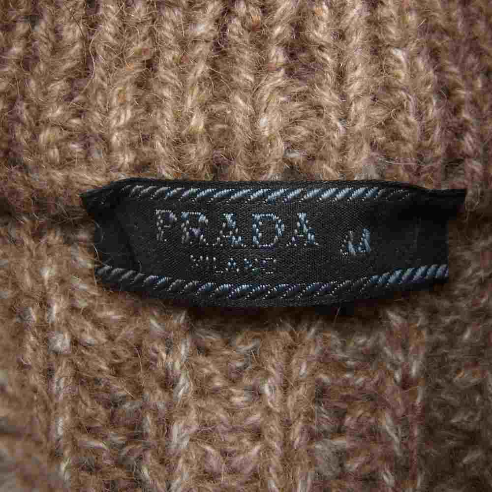 PRADA プラダ 0000ET-C1006-00002 ウール アルパカ ケーブル ニット カーディガン ブラウン系 44【中古】