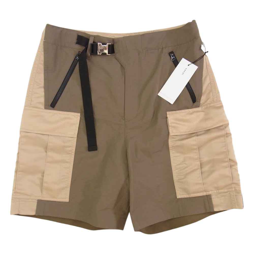 Sacai サカイ 22-02711M Nylon Twill Mix Shorts ベルテッド カーゴ ショーツ カーキ系 4【新古品】【未使用】【中古】