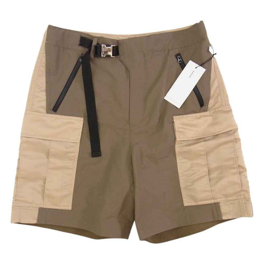Sacai サカイ 22-02711M Nylon Twill Mix Shorts ベルテッド カーゴ ショーツ カーキ系 4【新古品】【未使用】【中古】