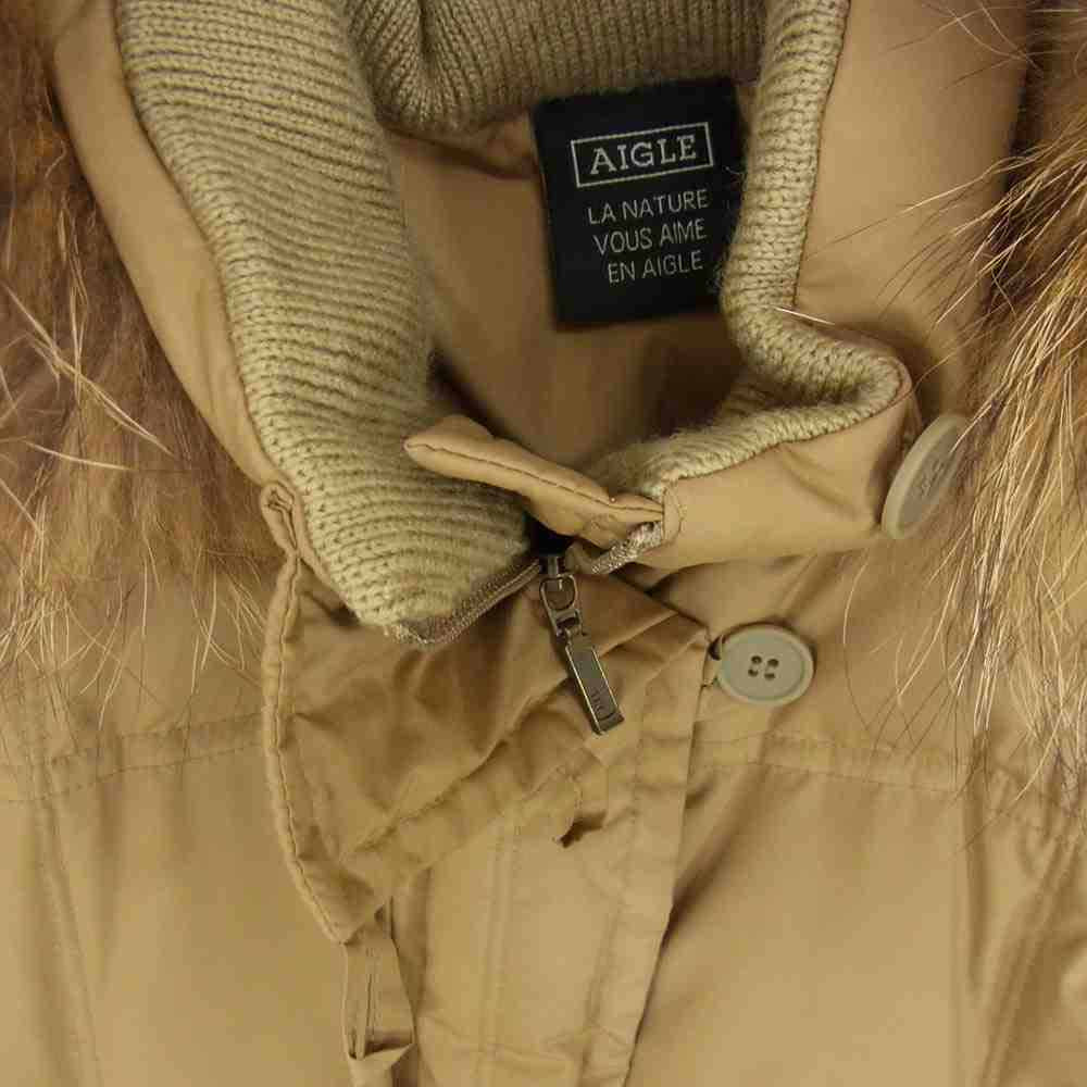 AIGLE エーグル ダウン ファー コート ブラウン系 M【中古】