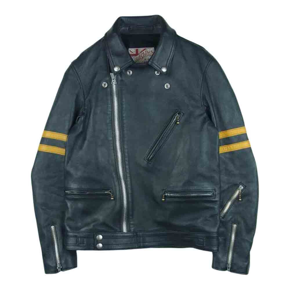 ADDICT CLOTHES アディクトクローズ SPECIAL LIMITED FOR 5TH ANNIVERSARY スペシャル リミテッド ダブル ライダース レザー ジャケット ダークネイビー系 34【極上美品】【中古】