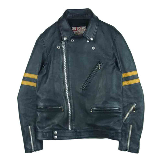ADDICT CLOTHES アディクトクローズ SPECIAL LIMITED FOR 5TH ANNIVERSARY スペシャル リミテッド ダブル ライダース レザー ジャケット ダークネイビー系 34【極上美品】【中古】