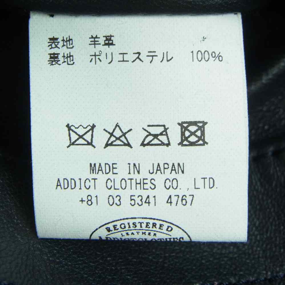 ADDICT CLOTHES アディクトクローズ SPECIAL LIMITED FOR 5TH ANNIVERSARY スペシャル リミテッド ダブル ライダース レザー ジャケット ダークネイビー系 34【極上美品】【中古】