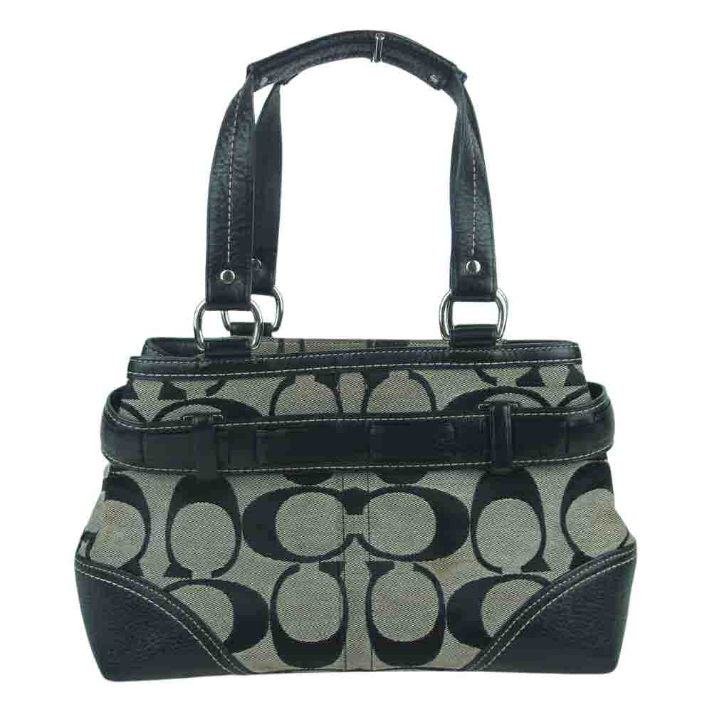 COACH コーチ 10262 シグネチャー ハンド バッグ ブラック系 グレー系【中古】
