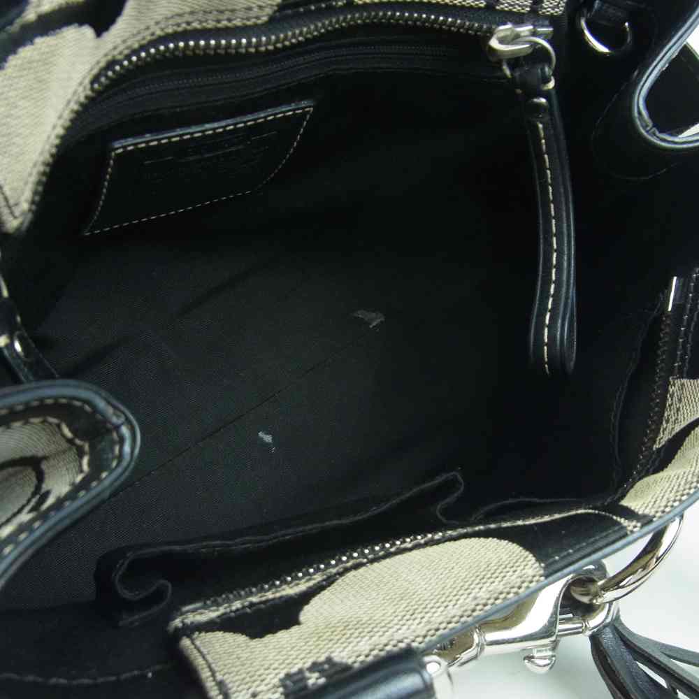 COACH コーチ 10262 シグネチャー ハンド バッグ ブラック系 グレー系【中古】
