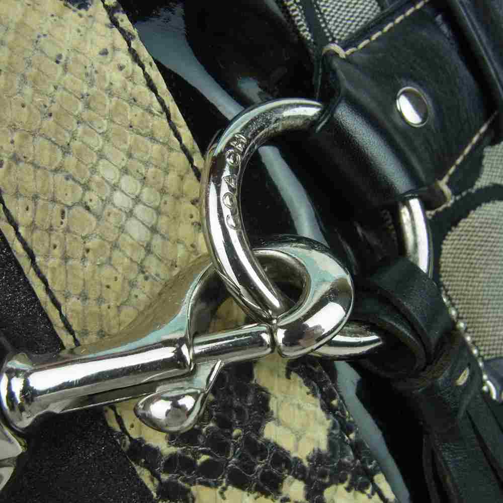 COACH コーチ 10262 シグネチャー ハンド バッグ ブラック系 グレー系【中古】
