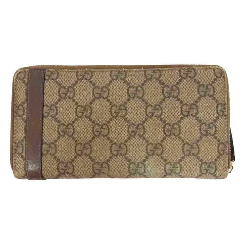GUCCI グッチ 309758 GGスプリーム ベルト ラウンドファスナー ウォレット 財布 ブラウン系【中古】