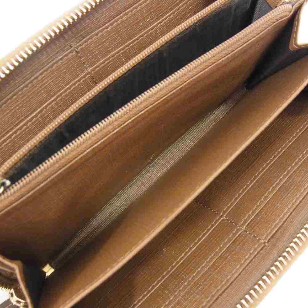 GUCCI グッチ 309758 GGスプリーム ベルト ラウンドファスナー ウォレット 財布 ブラウン系【中古】