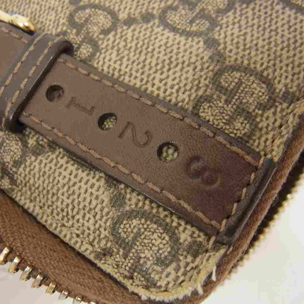 GUCCI グッチ 309758 GGスプリーム ベルト ラウンドファスナー ウォレット 財布 ブラウン系【中古】