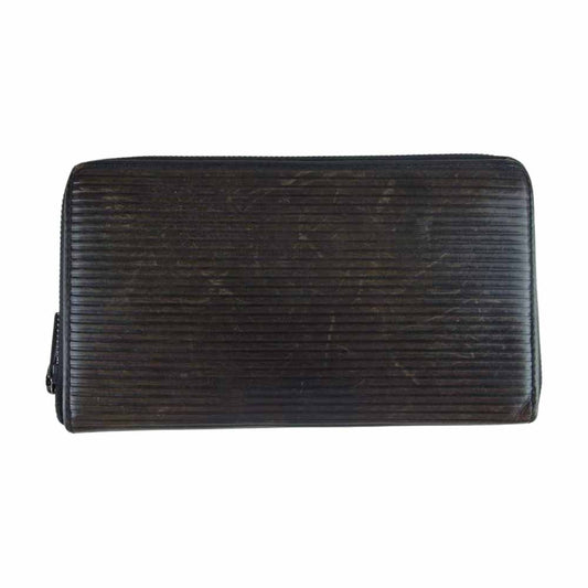 ISSEY MIYAKE イッセイミヤケ MEN ME-61-AG046-15 エンボスレザー ラウンドジップ ロングウォレット 長財布 ダークブラウン系【中古】