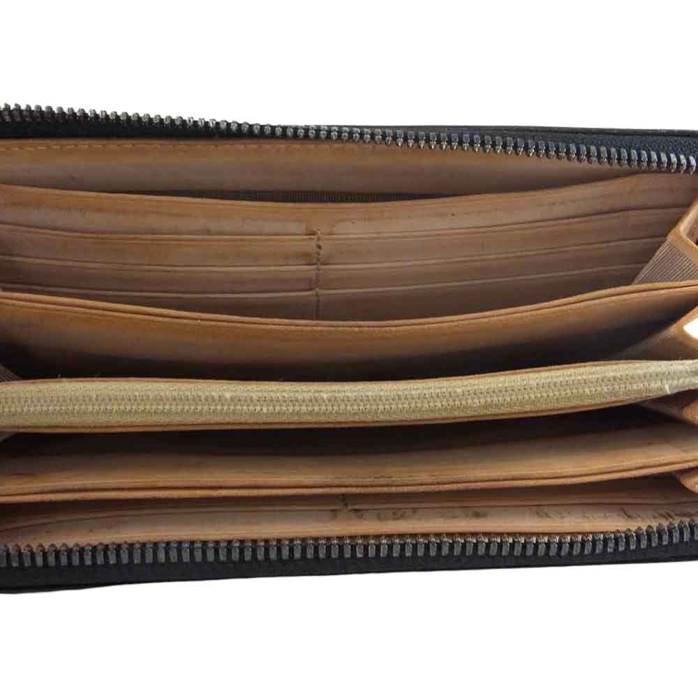 ISSEY MIYAKE イッセイミヤケ MEN ME-61-AG046-15 エンボスレザー ラウンドジップ ロングウォレット 長財布 ダークブラウン系【中古】