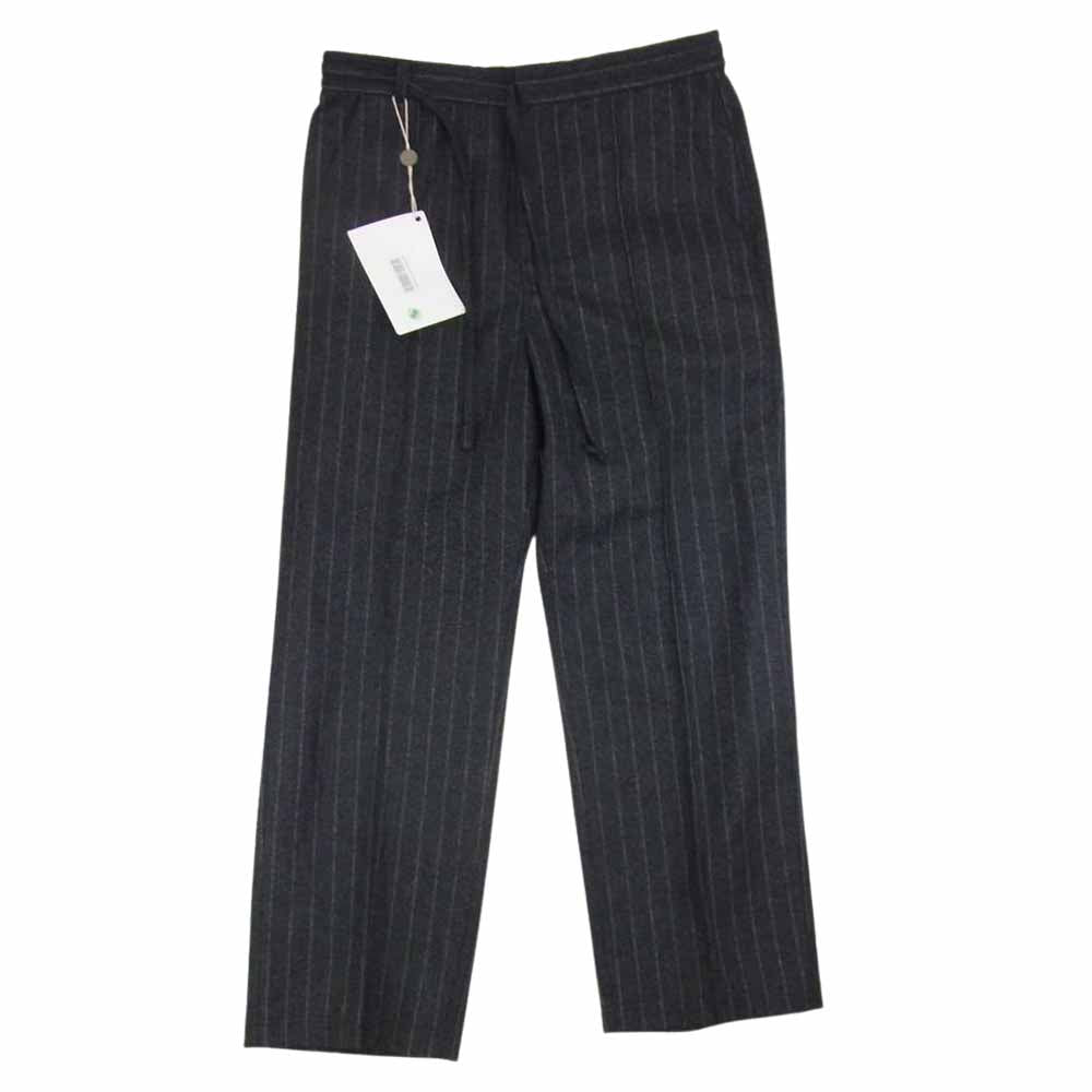 MAISON MARGIELA メゾンマルジェラ 10ライン 20AW S50KA0532 Wool Flannel Stripe Pants 4ステッチ ウールフランネル ストライプ イージー パンツ グレー系 46【新古品】【未使用】【中古】