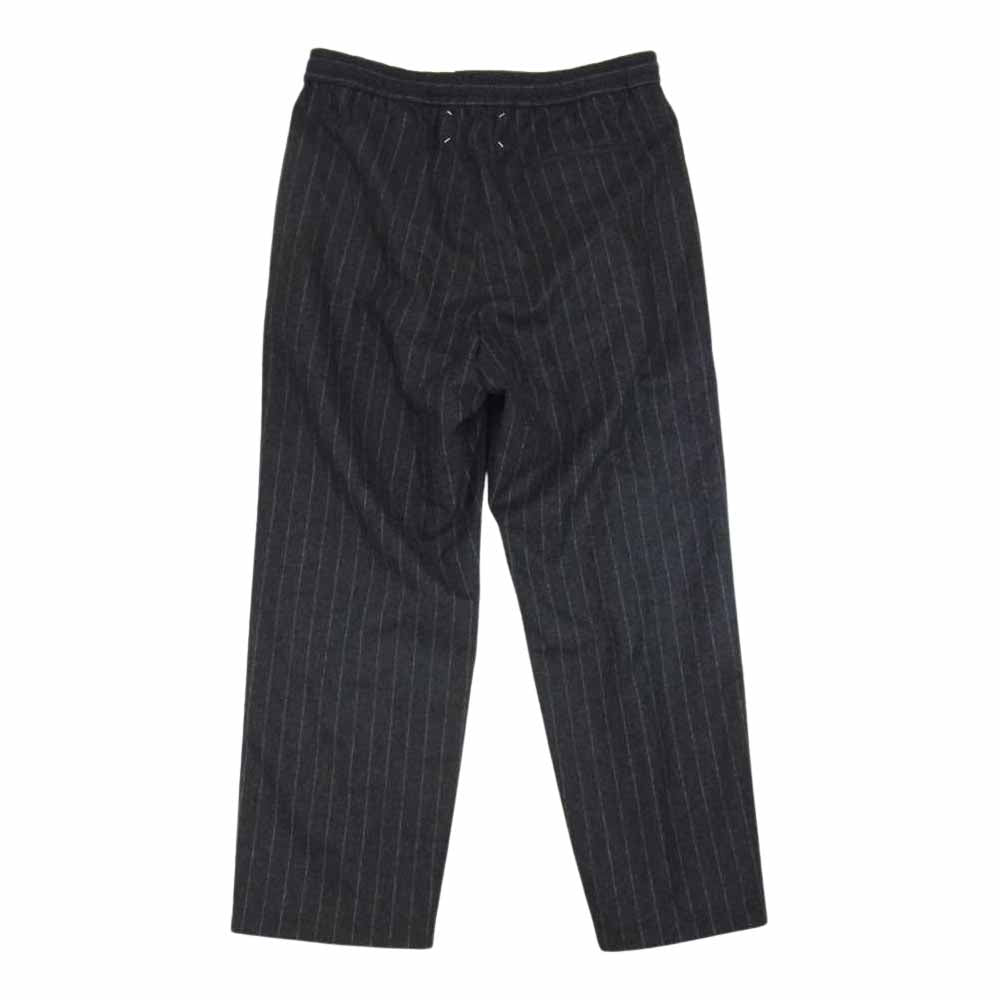 MAISON MARGIELA メゾンマルジェラ 10ライン 20AW S50KA0532 Wool Flannel Stripe Pants 4ステッチ ウールフランネル ストライプ イージー パンツ グレー系 46【新古品】【未使用】【中古】