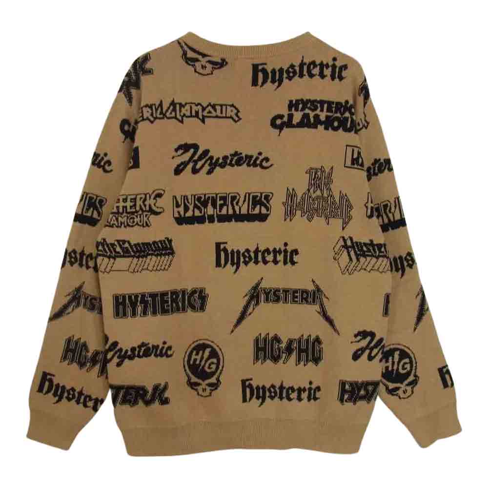 HYSTERIC GLAMOUR ヒステリックグラマー 02173NS07 METAL 総柄 ジャカード プルオーバー ニット ブラウン系 L【中古】
