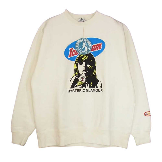 HYSTERIC GLAMOUR ヒステリックグラマー 02203CS13 TOKYOVITAMIN/SOFT CREAMスウェット ホワイト系 XL【中古】