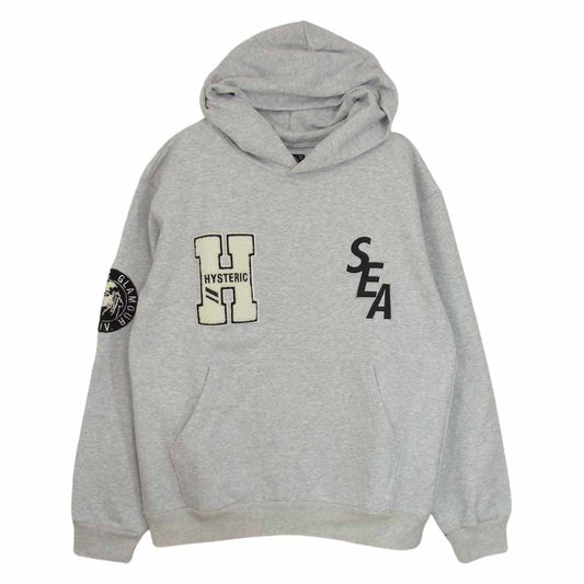 HYSTERIC GLAMOUR ヒステリックグラマー WIND AND SEA ウィンダンシー WDS-HYS-3-06 21AW WDS HOODIE プルオーバー パーカー グレー系 L【極上美品】【中古】