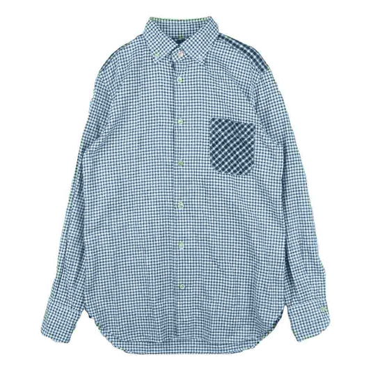 JUNYA WATANABE COMME des GARCONS MAN ジュンヤワタナベコムデギャルソンマン WH-B026 ギンガム チェック 切替 長袖 シャツ ブルー系 ホワイト系 S【中古】