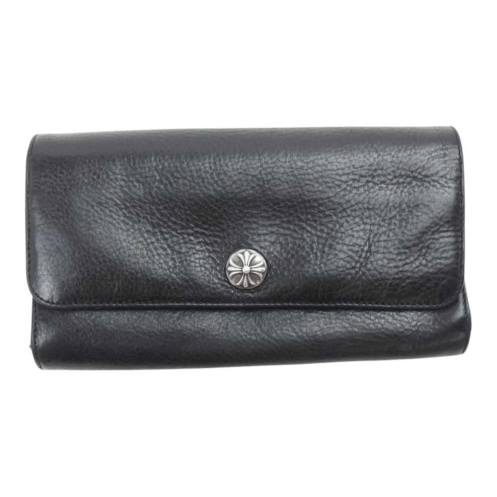 CHROME HEARTS クロムハーツ（原本有） JUDY ジュディ クロスボタン レザー ウォレット 財布 ブラック系【中古】