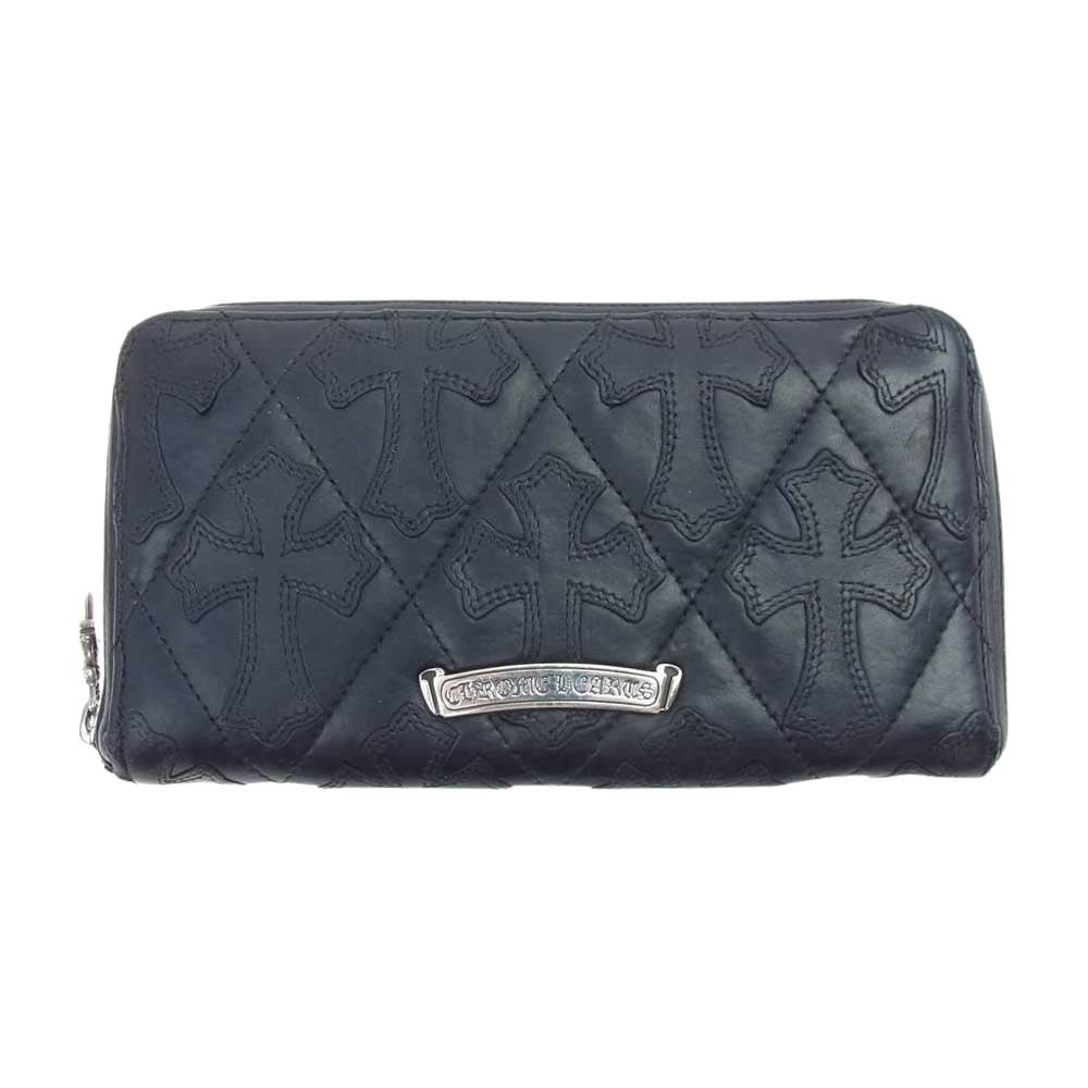 CHROME HEARTS クロムハーツ（原本無） REC F ZIP QUILTED セメタリークロス キルティング ウォレット ブラック系【中古】