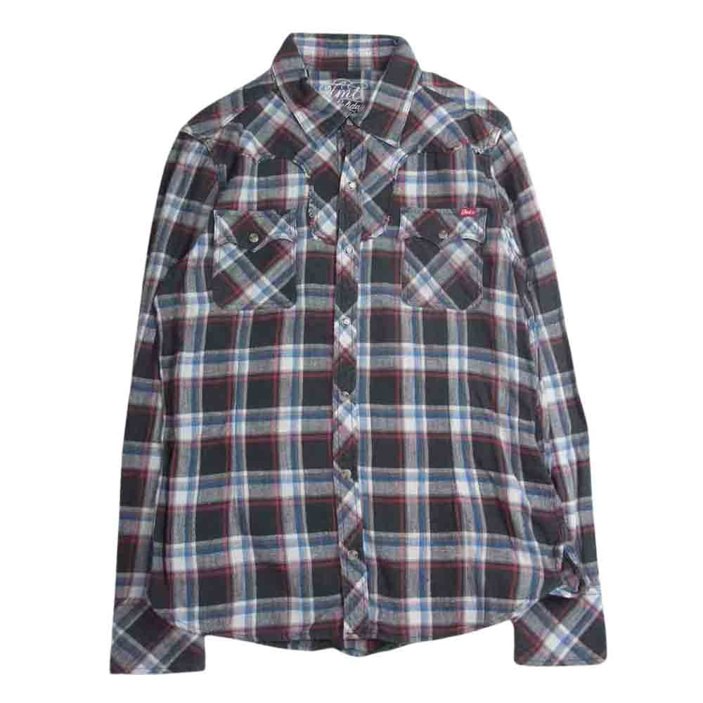 TMT ティーエムティー TSH-S1301 FLANNEL CHECK SHIRT フランネル チェック 長袖 シャツ グレー ホワイト レッド マルチカラー系 L【中古】
