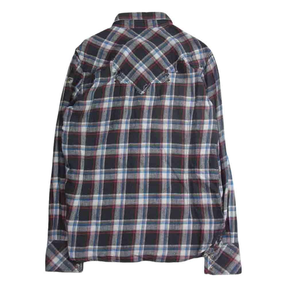 TMT ティーエムティー TSH-S1301 FLANNEL CHECK SHIRT フランネル チェック 長袖 シャツ グレー ホワイト レッド マルチカラー系 L【中古】