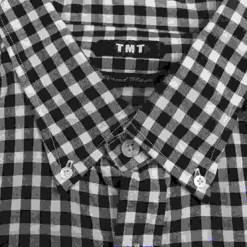 TMT ティーエムティー TSH-S1212 HANDMADE CHECK SHIRT ハンドメイド チェック 長袖 シャツ ブラック ホワイト ブラック系 L【中古】