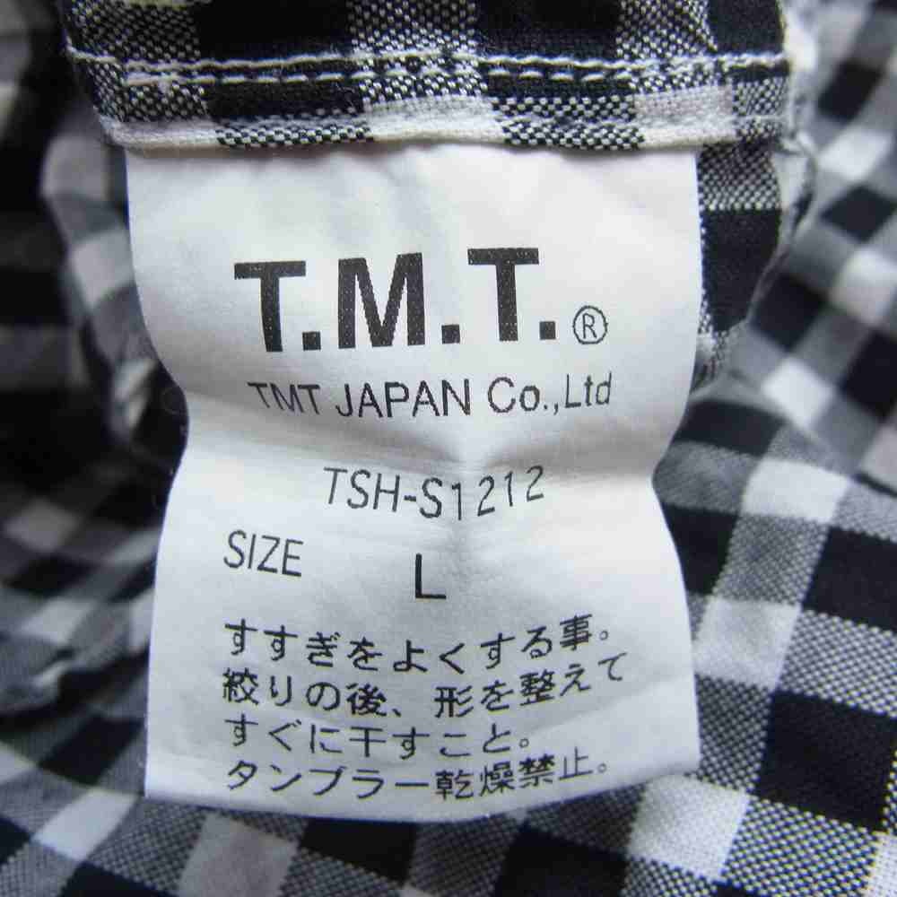 TMT ティーエムティー TSH-S1212 HANDMADE CHECK SHIRT ハンドメイド チェック 長袖 シャツ ブラック ホワイト ブラック系 L【中古】
