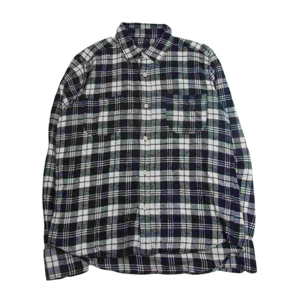 TMT ティーエムティー TSH-S1620 FLANNEL CHECK SHIRT フランネル チェック ダブルポケット 長袖 シャツ ブラック ホワイト ブラック系 L【中古】