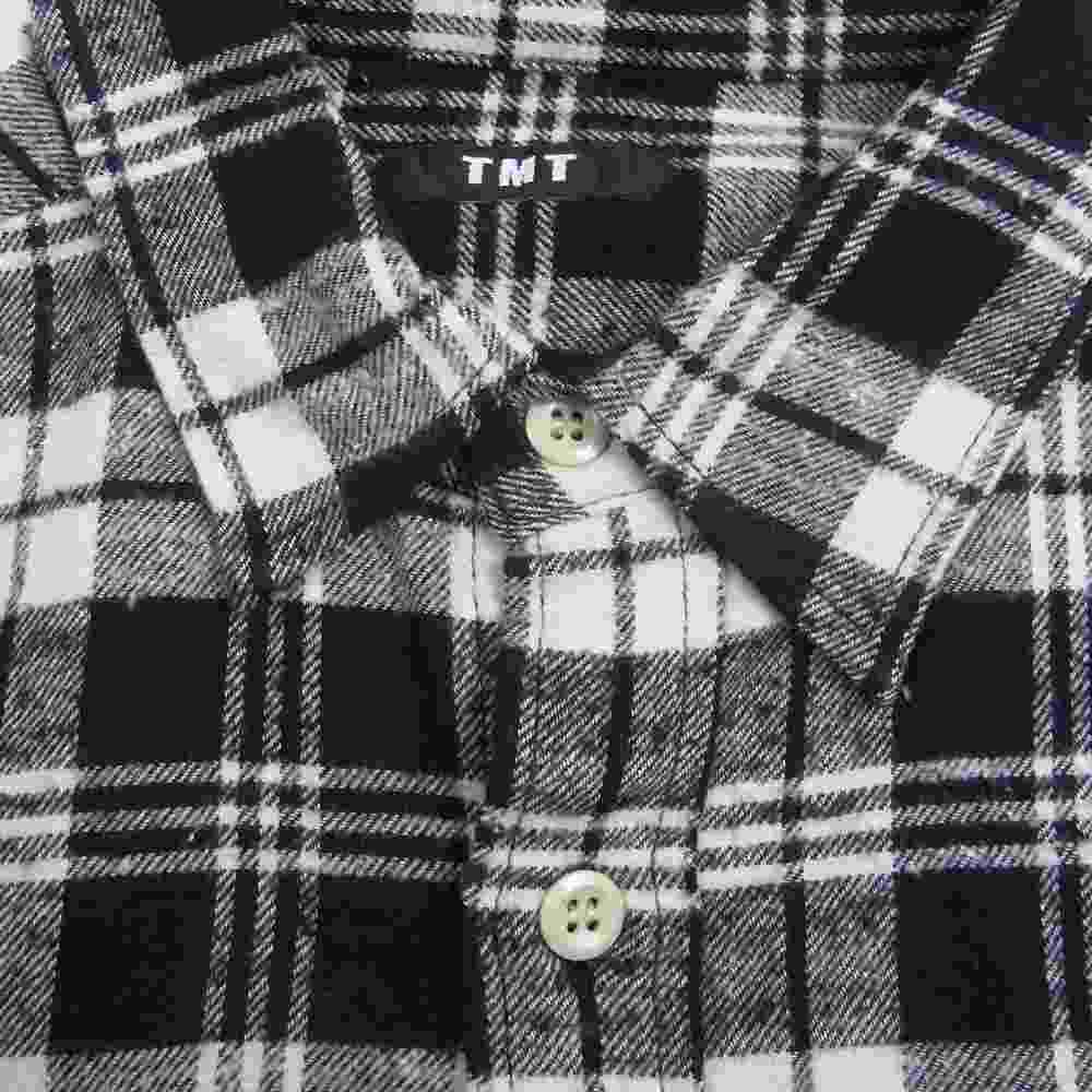TMT ティーエムティー TSH-S1620 FLANNEL CHECK SHIRT フランネル チェック ダブルポケット 長袖 シャツ ブラック ホワイト ブラック系 L【中古】